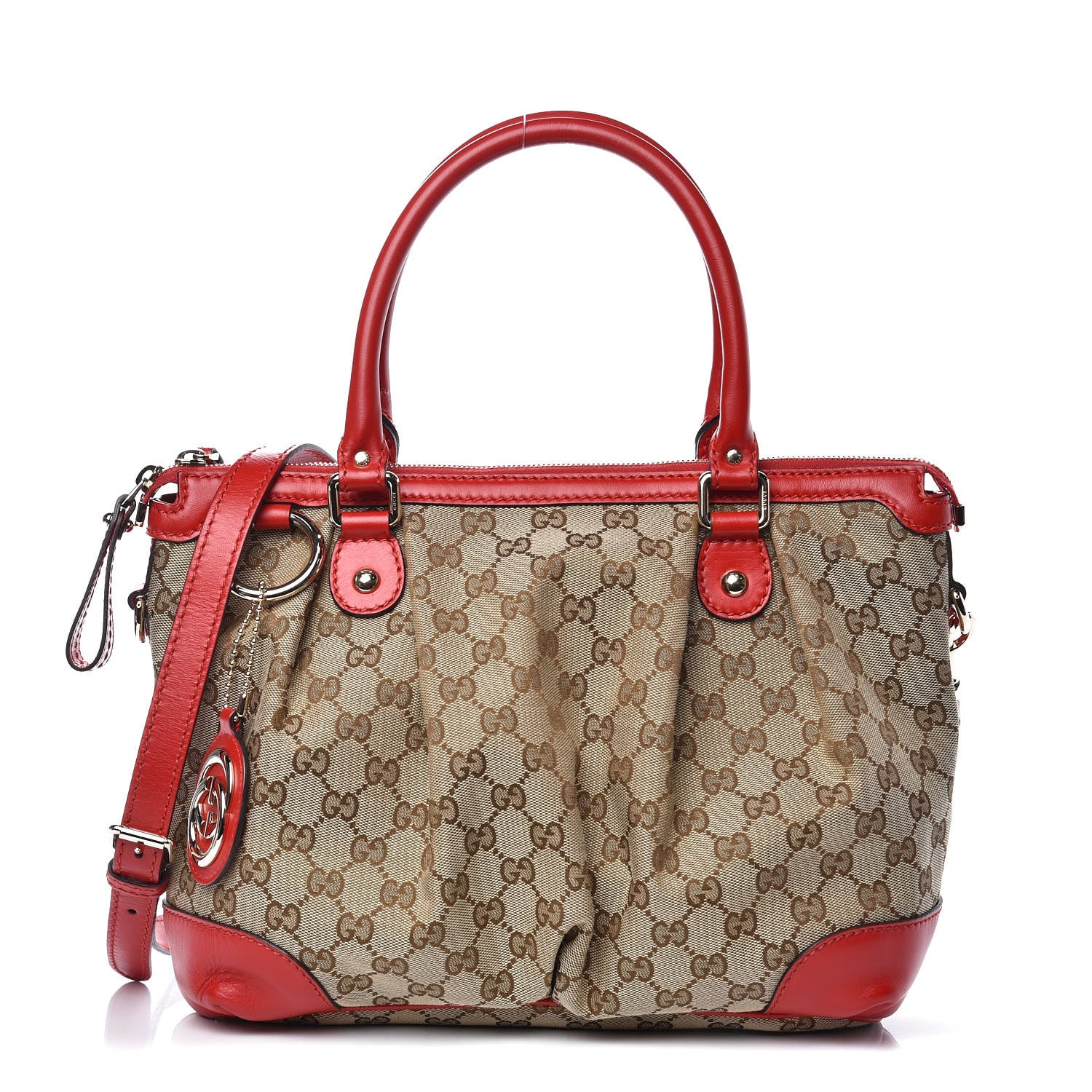 Gucci Monogram Medium Sukey Top Handle Red 1 of 10