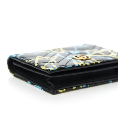 Gucci Calfskin Matelasse GucciGhost GG Marmont Card Case Wallet Black New Acquamarine 6 of 11