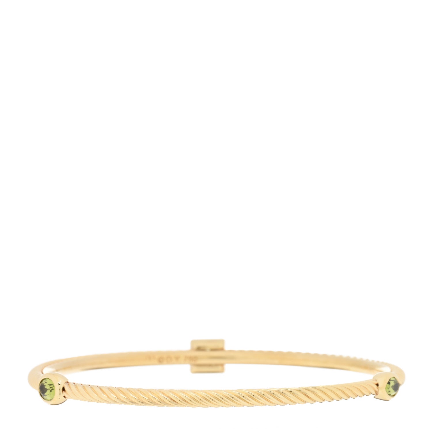 David Yurman 18K Yellow Gold Peridot Cable Classics Bangle Bracelet 2 of 3