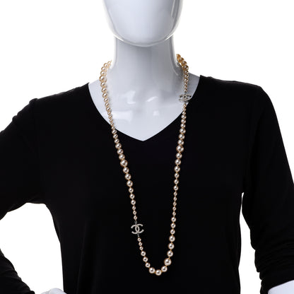 Chanel Graduated Pearl CC Long Necklace Silver 2 of 5