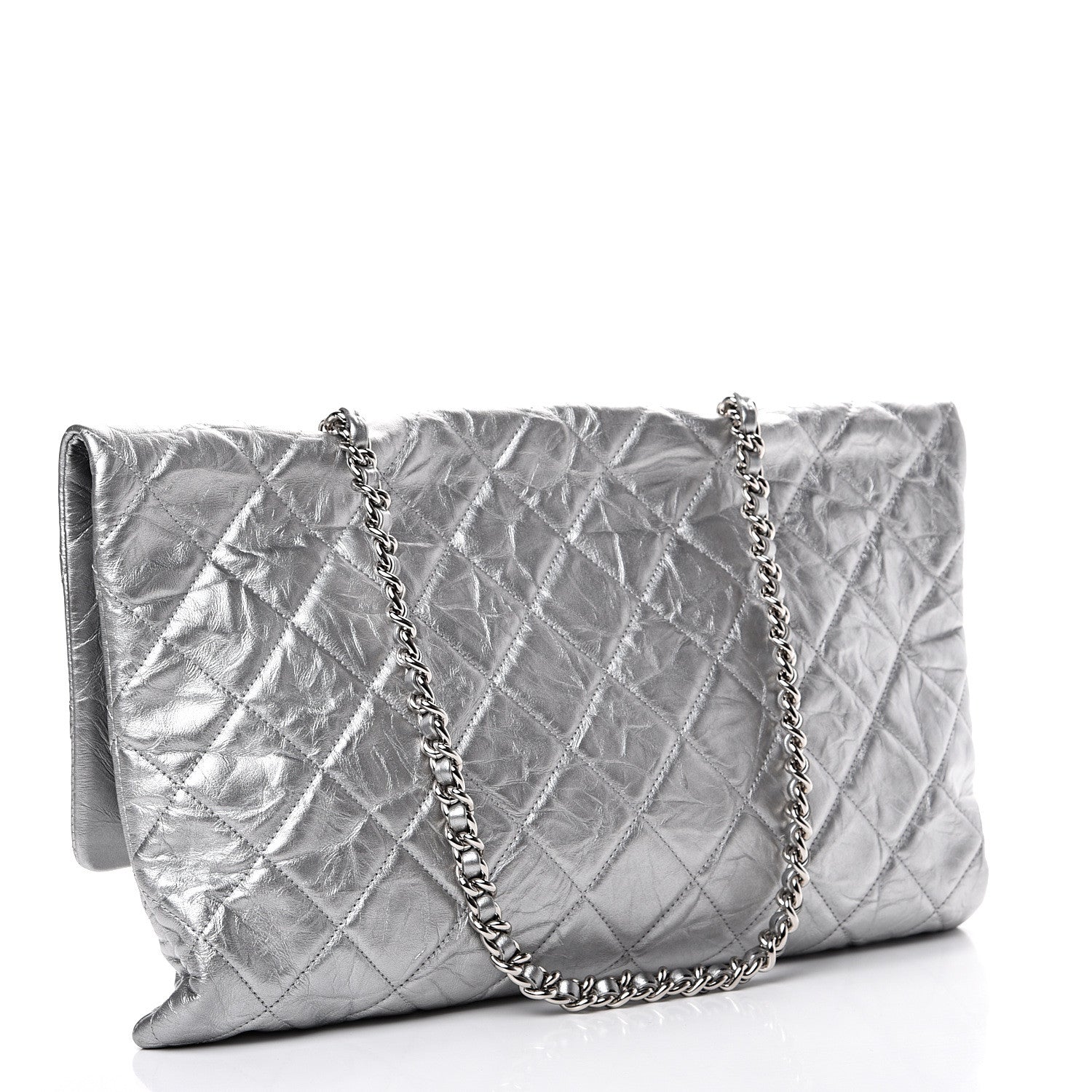 Chanel Metallic Crumpled Calfskin Big Bang Large Flap Bag Silver 2 of 10