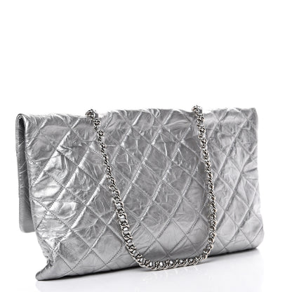 Chanel Metallic Crumpled Calfskin Big Bang Large Flap Bag Silver 2 of 10