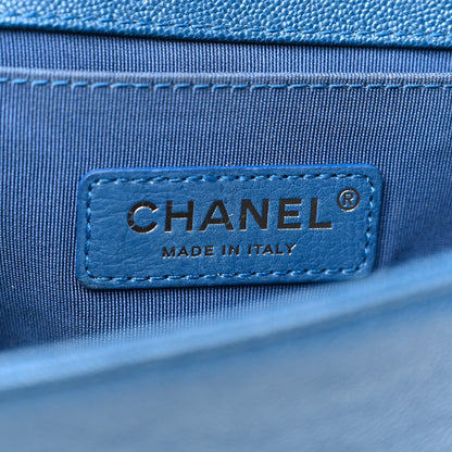 Chanel Caviar Chevron Quilted Small Boy Flap Dark Blue 6 of 12