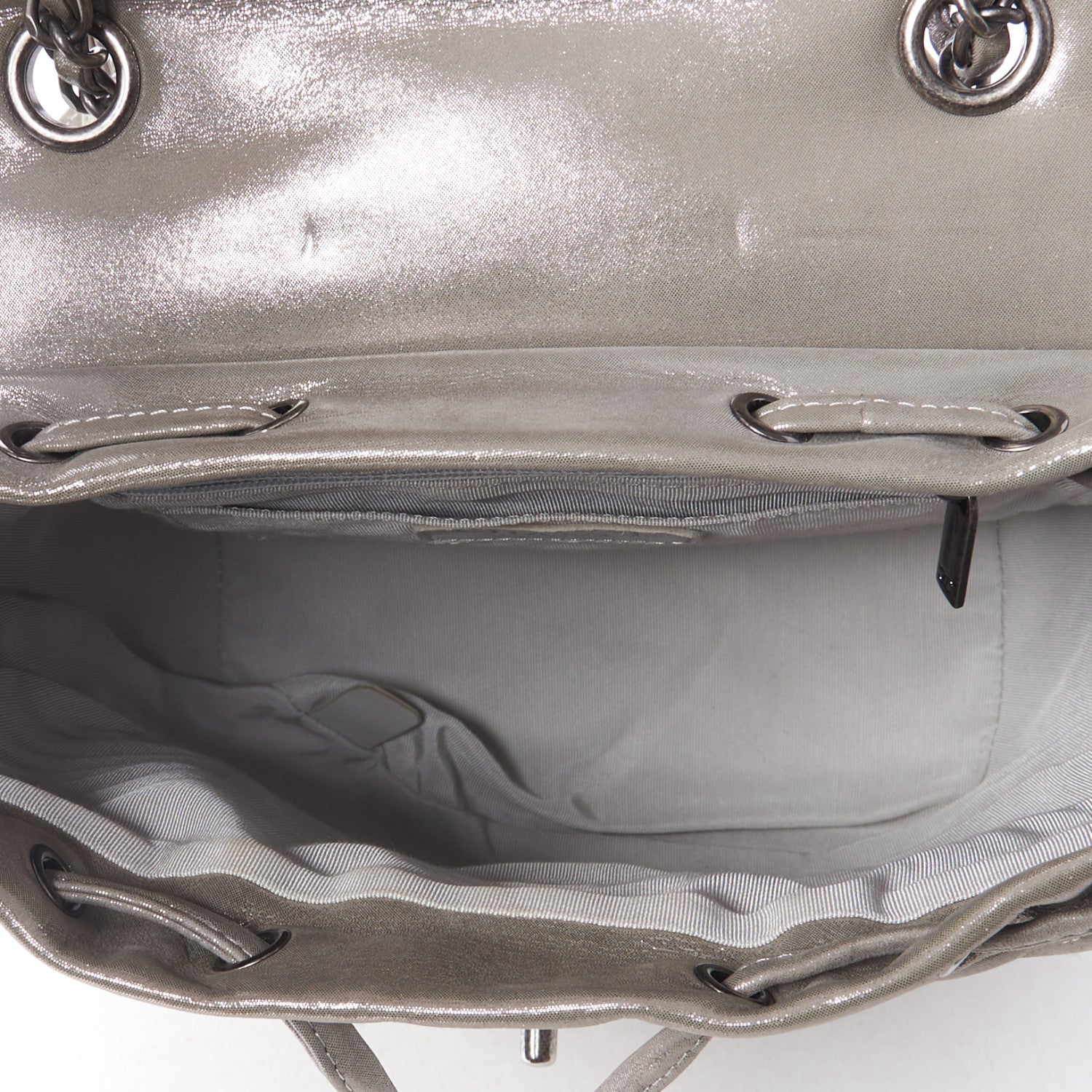 Chanel Metallic Calfskin Chevron Quilted Small Urban Spirit Backpack Silver 7 of 10