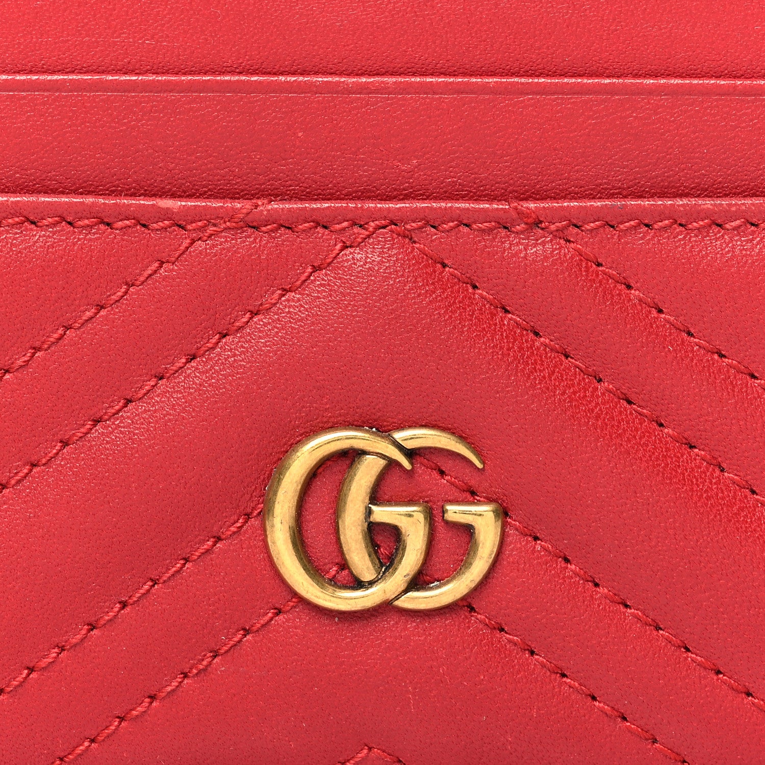 Gucci Calfskin Matelasse GG Marmont Card Holder Hibiscus Red 8 of 10