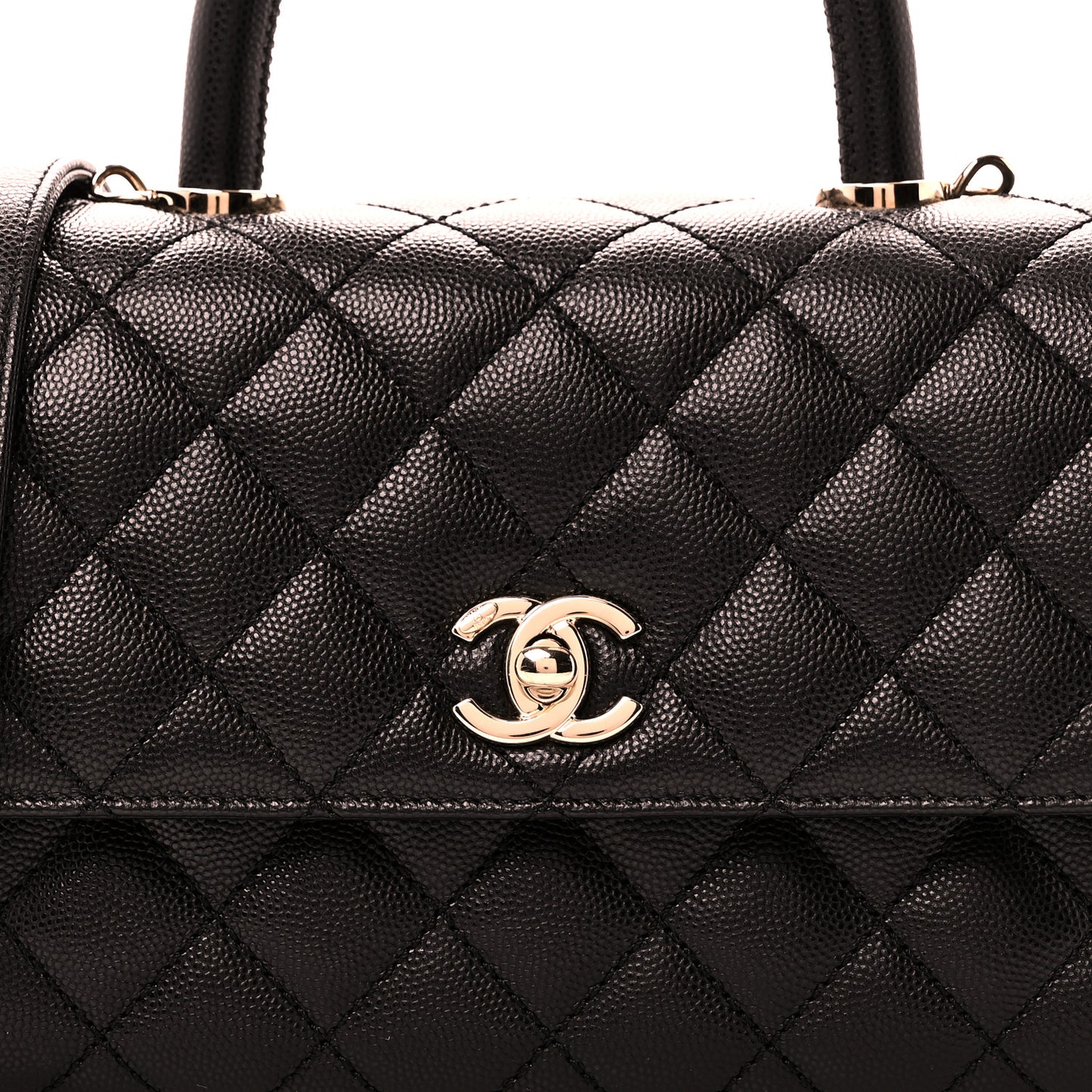 Caviar Quilted Mini Coco Handle Flap Black
