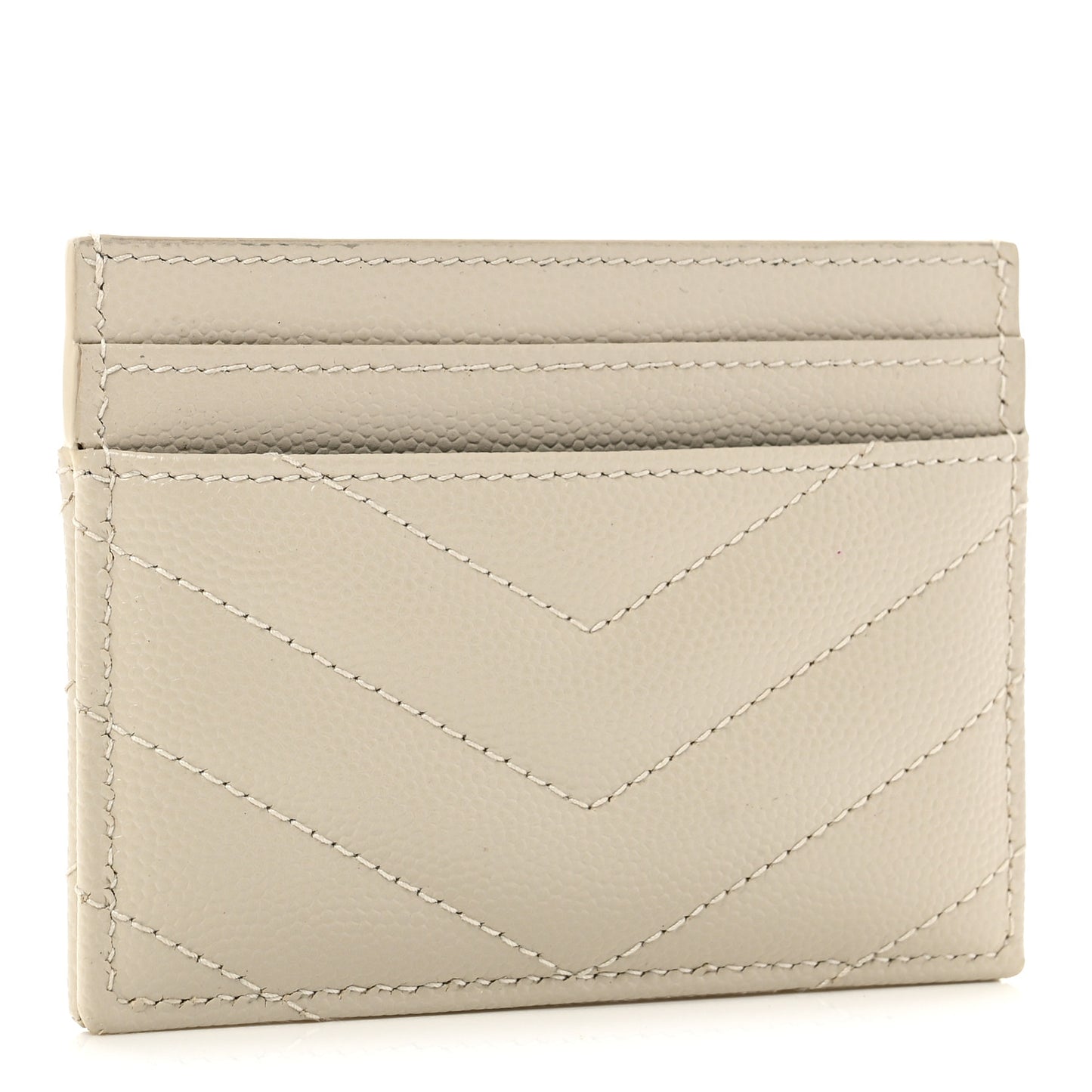 Grain De Poudre Matelasse Chevron Monogram Credit Card Case Crema Soft