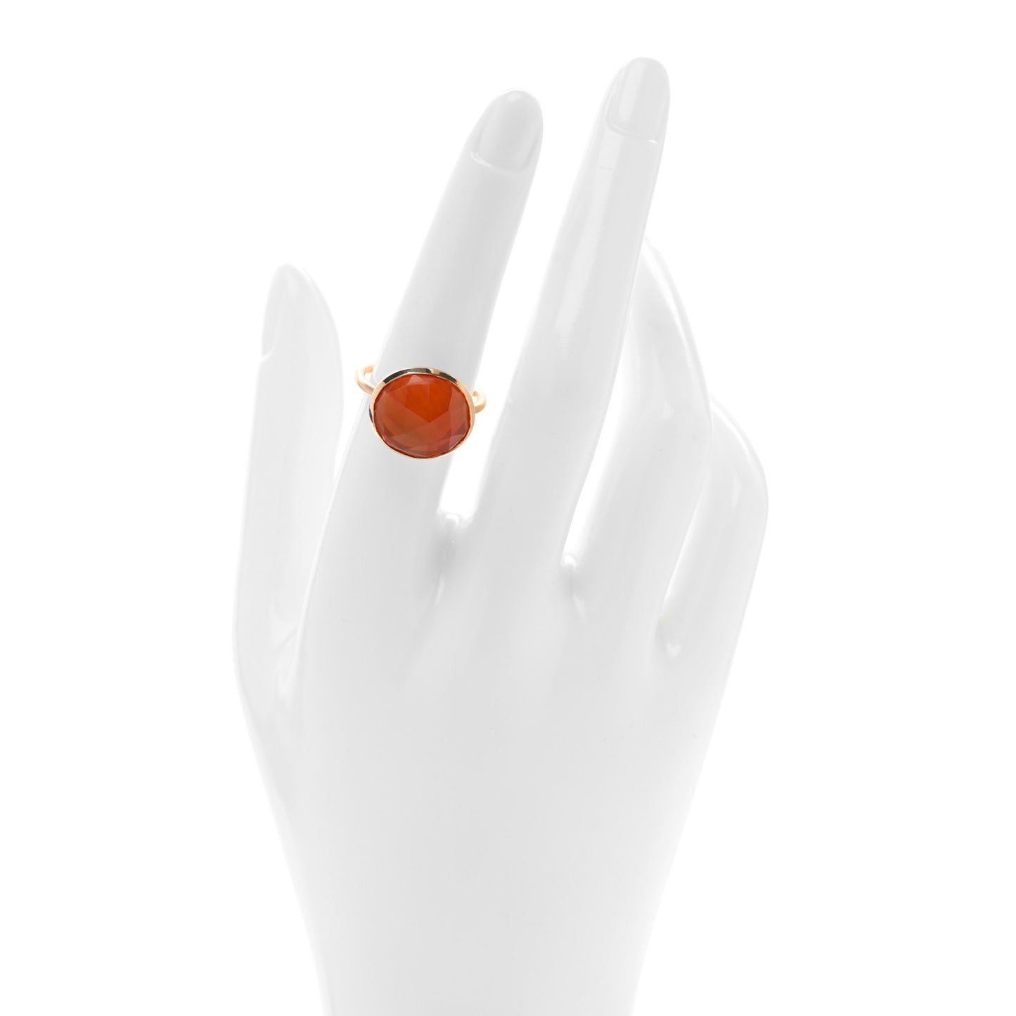 18K Yellow Gold Fire Opal Oval Cocktail Ring 54 6.75