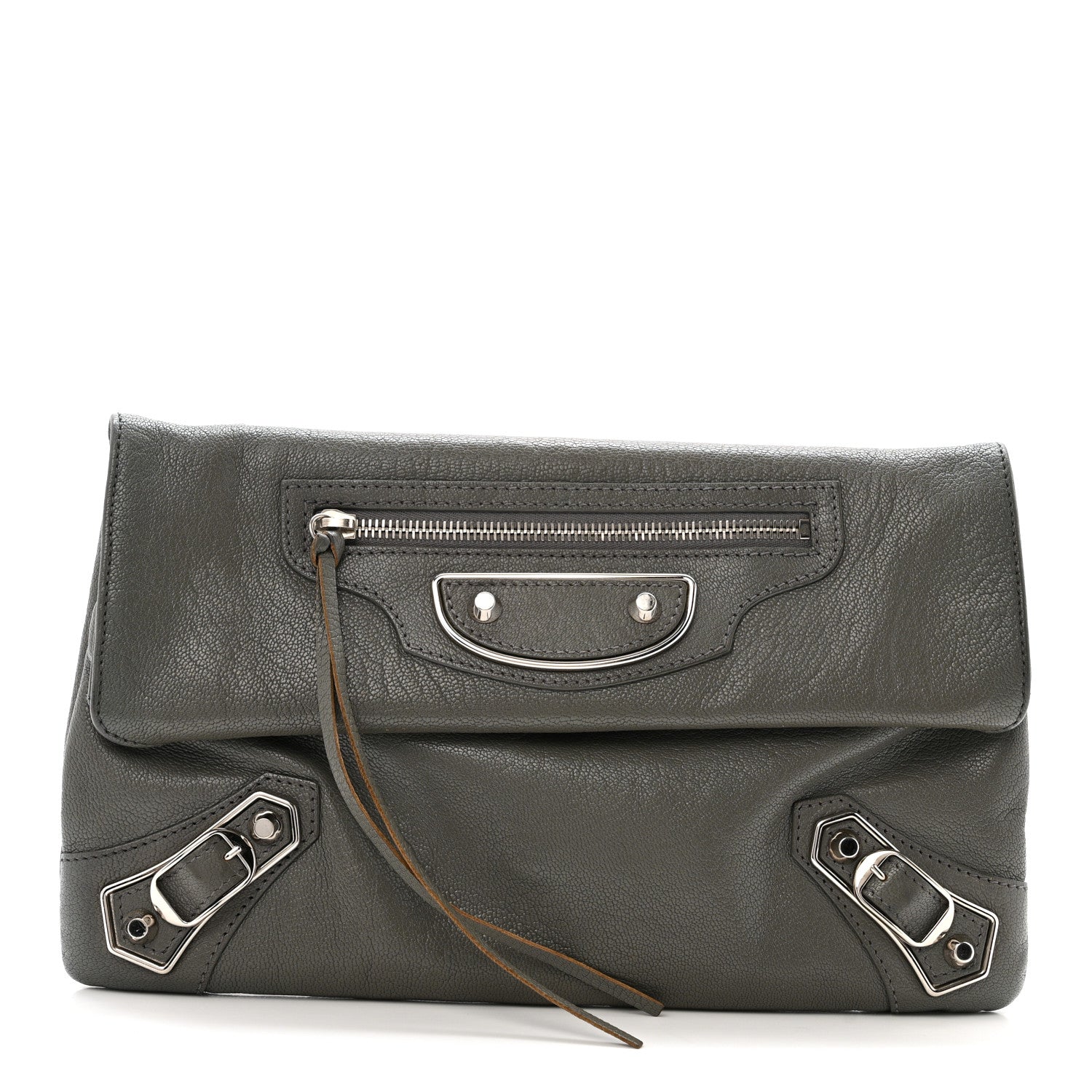 Balenciaga Chevre Silver Metallic Edge Hardware Envelope Clutch Gris Acier 1 of 16