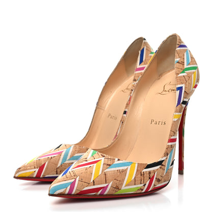 Christian Louboutin Cork Chevron Print So Kate 120 Pumps 37.5 Multicolor 3 of 7