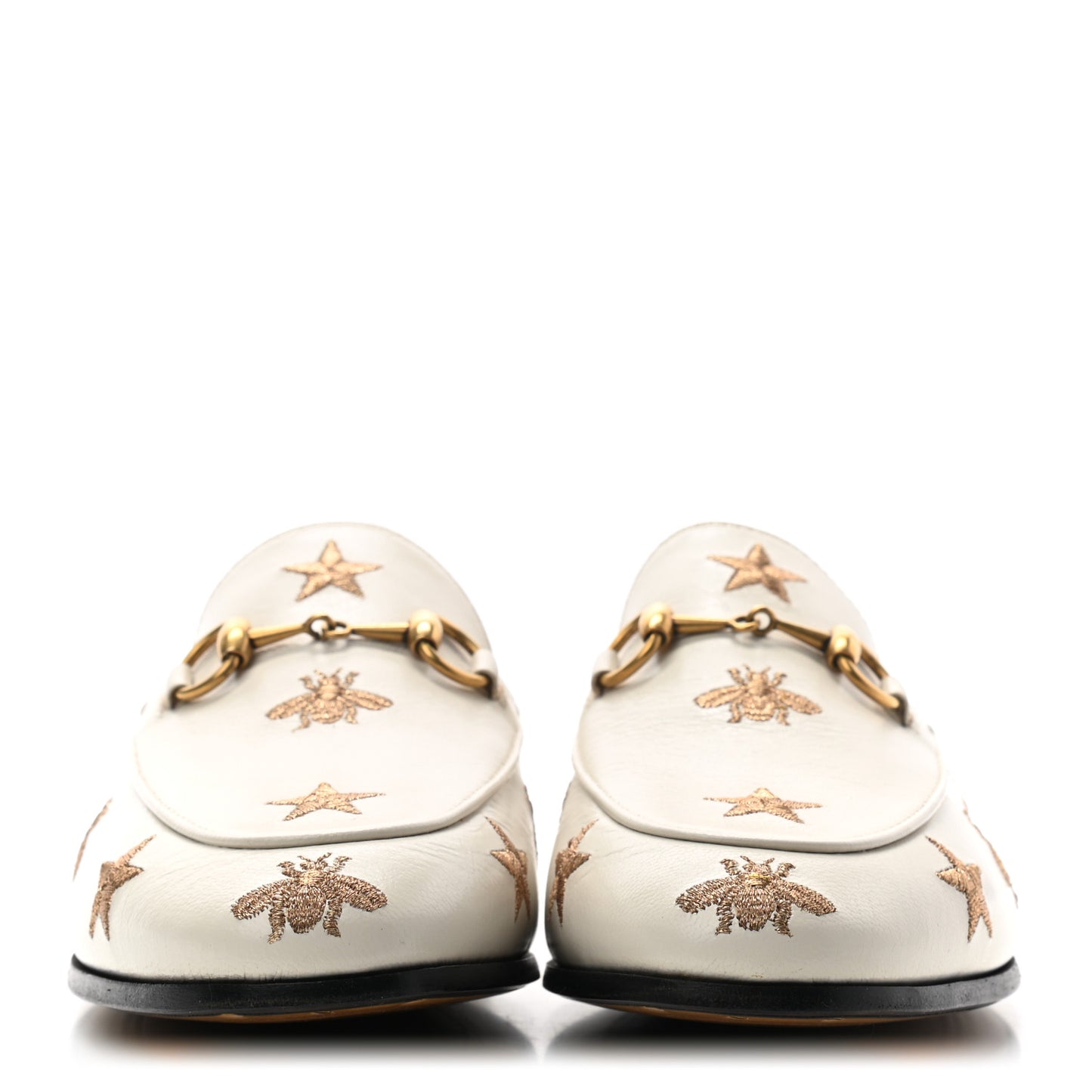 Goatskin Bee Star Embroidered Womens Jordaan Loafers 37.5 Mystic White
