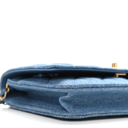 Chanel Denim Quilted CC Pearl Crush Wallet On Chain WOC Blue 4 of 11