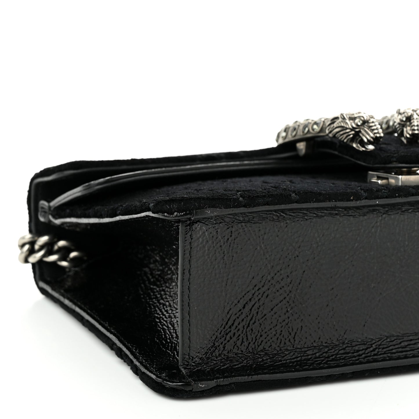 Velvet Skipper Crystal GG Monogram Small Dionysus Shoulder Bag Black Black Diamond