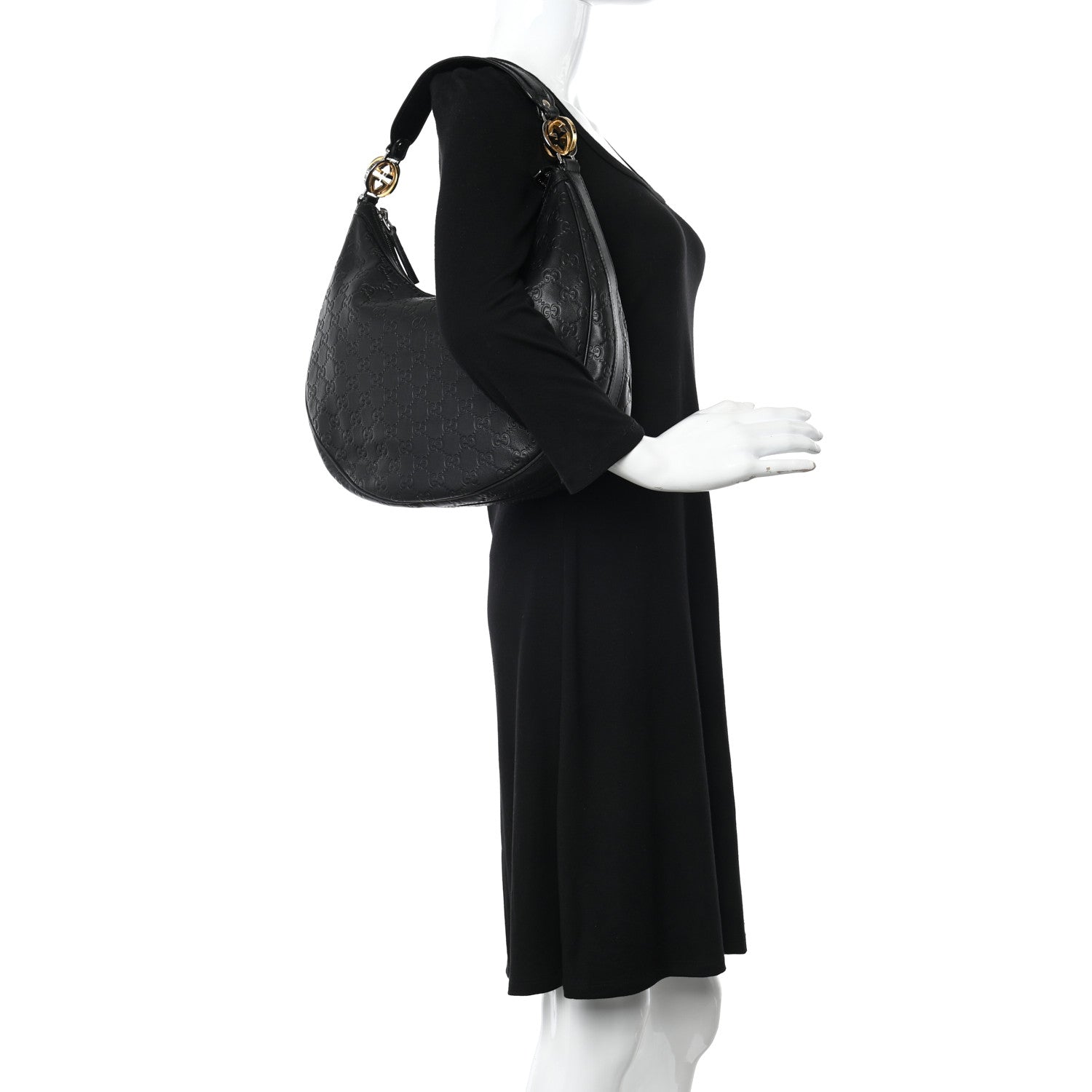 Gucci Guccissima Medium GG Twins Hobo Black 2 of 12