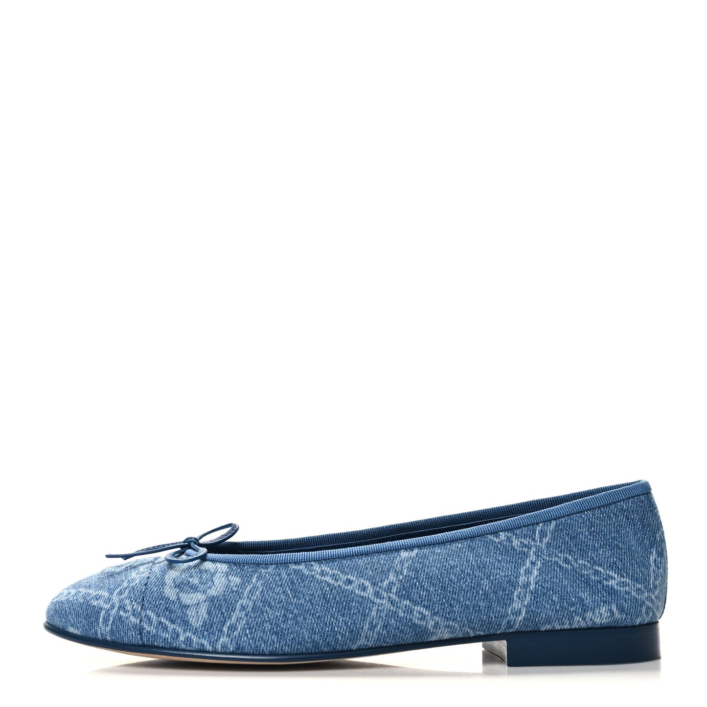 Denim Printed Cap Toe Ballerina Flats 41 Blue
