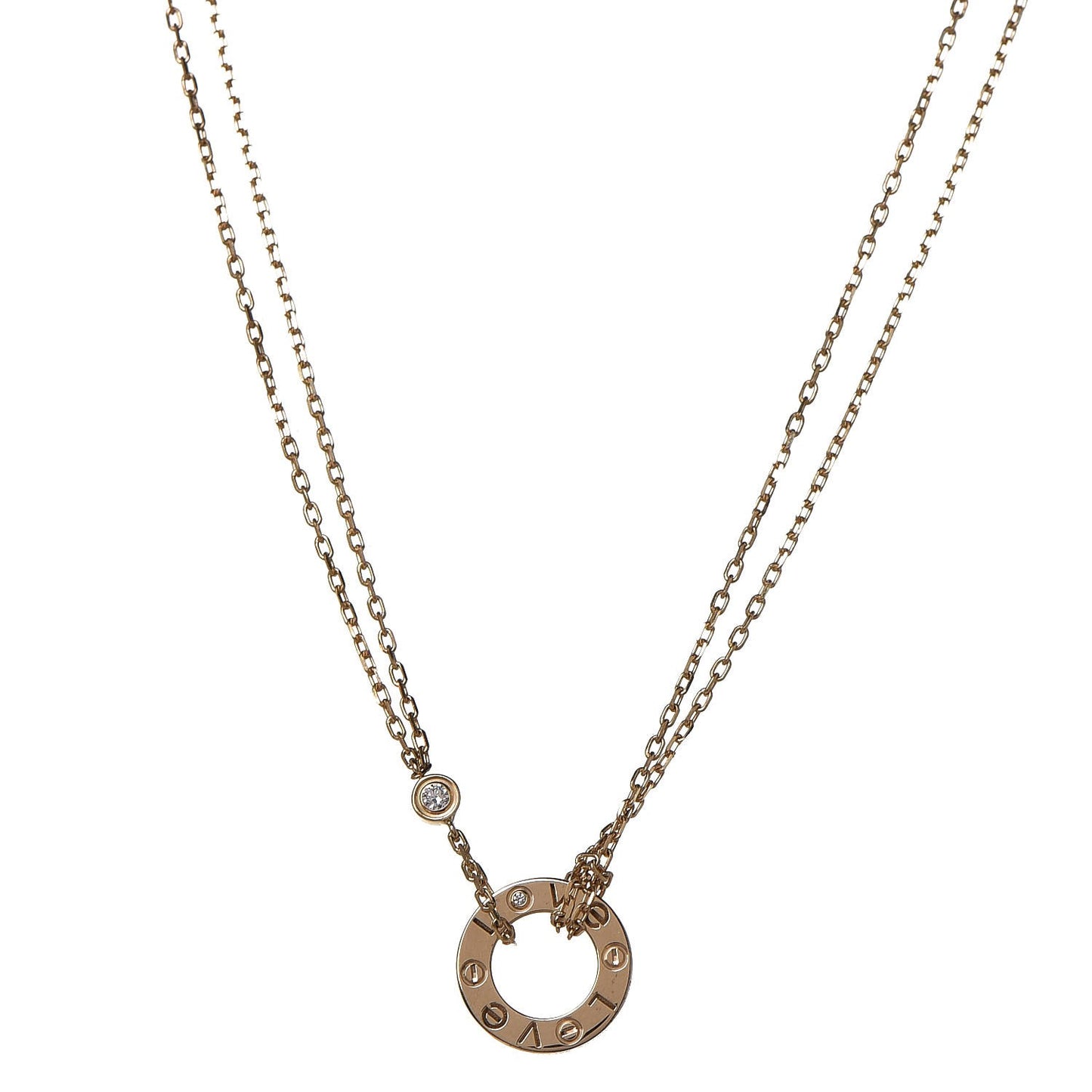 18K Yellow Gold 2 Diamond LOVE Necklace