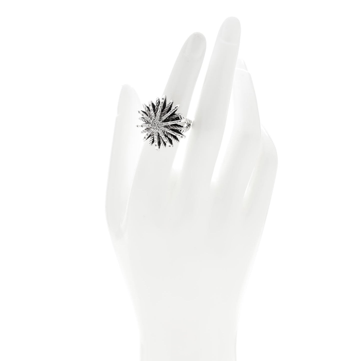 Sterling Silver Diamond 25mm Starburst Ring 50 5.25