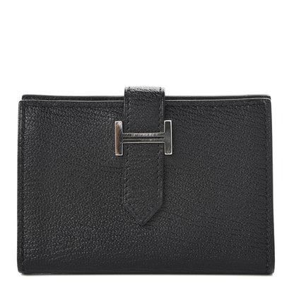 Hermes Chevre Mysore Bearn Card Holder Wallet Black 1 of 8