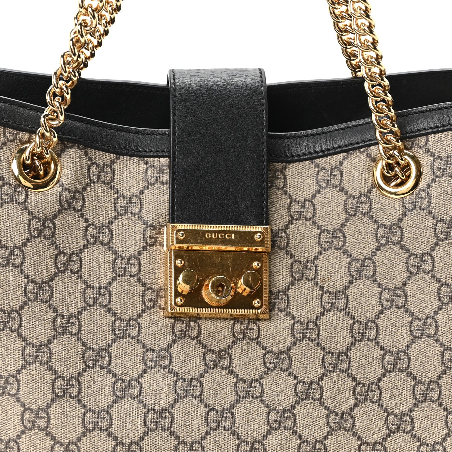 Gucci GG Supreme Monogram Medium Padlock Tote Black 8 of 10