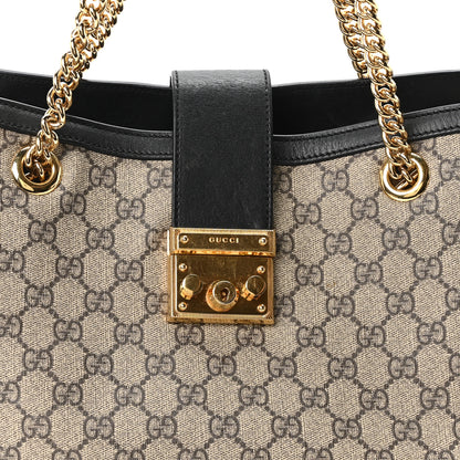 Gucci GG Supreme Monogram Medium Padlock Tote Black 8 of 10