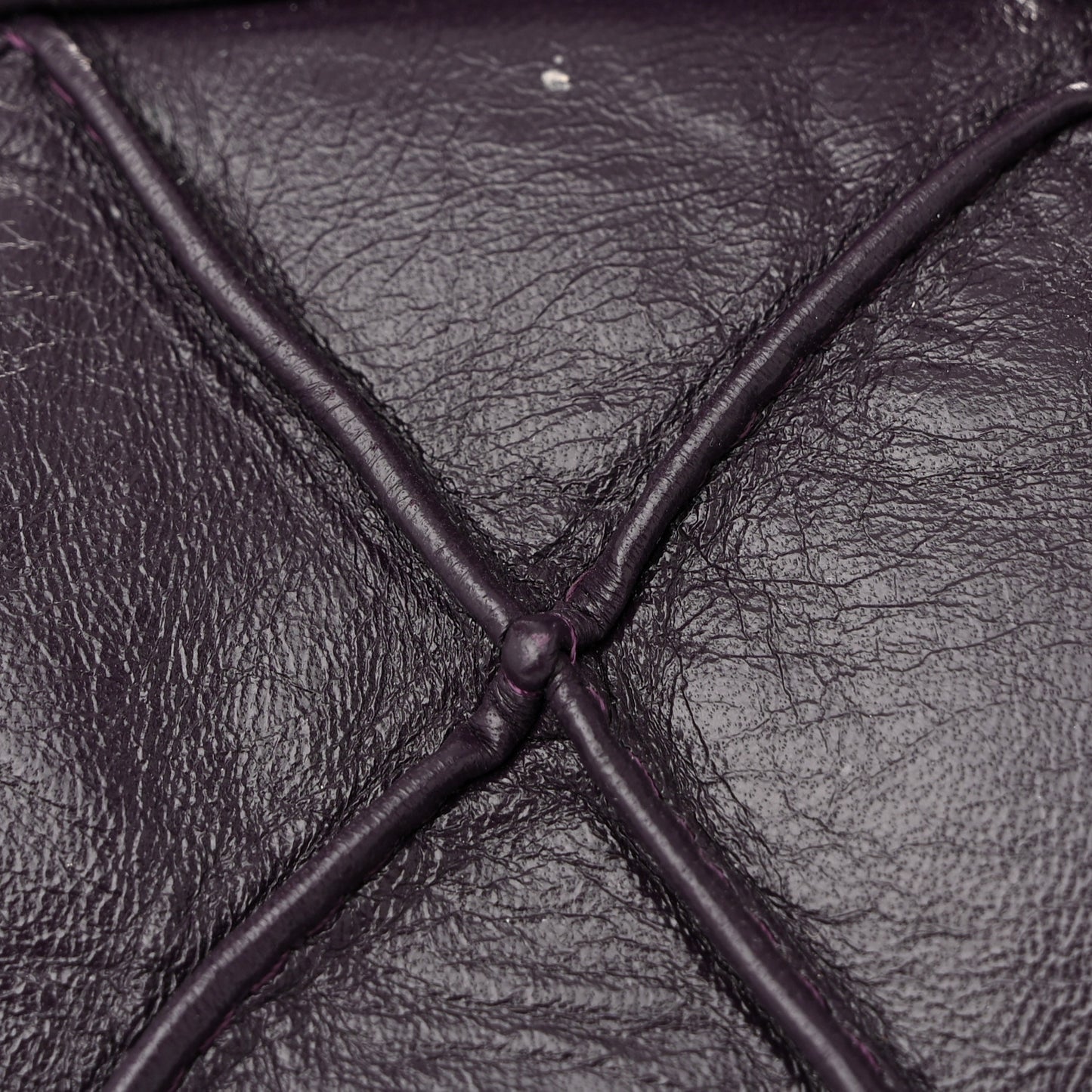 Lambskin Quilted Large Bowler Purple