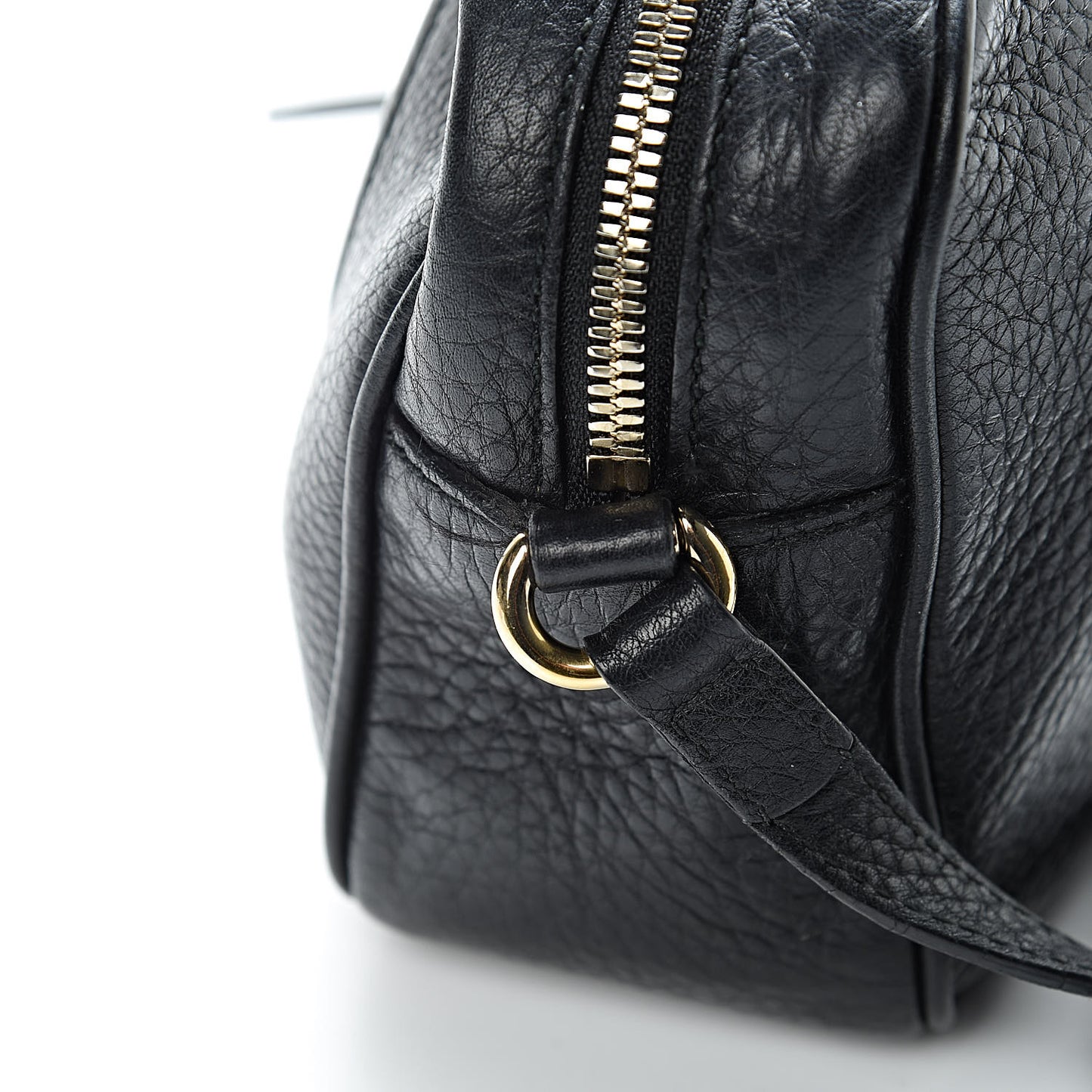Pebbled Calfskin Small Soho Disco Bag Black