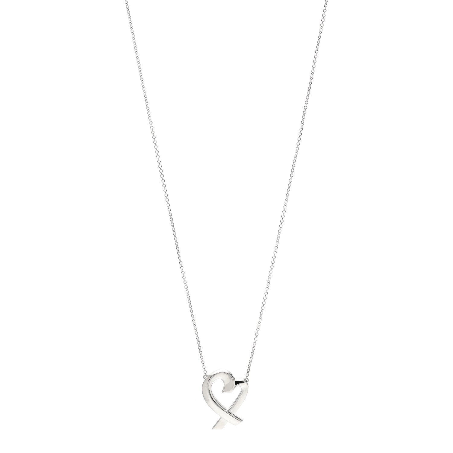 Tiffany Sterling Silver Paloma Picasso Loving Heart Pendant Necklace 1 of 6