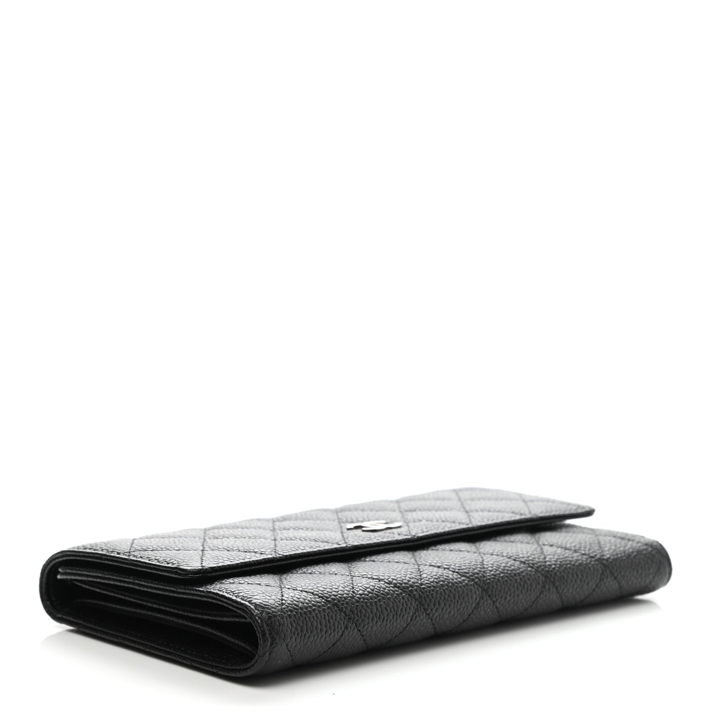 Caviar Quilted Flap Wallet Black