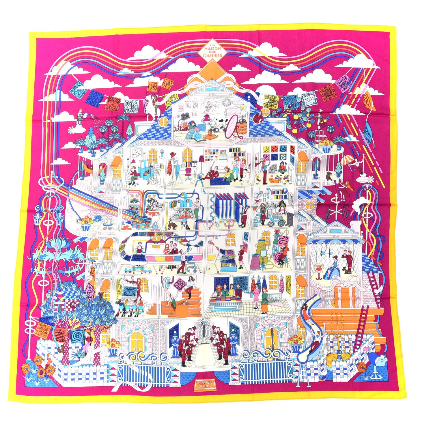 Hermes Cashmere Silk La Maison des Carres Shawl 140 1 of 5