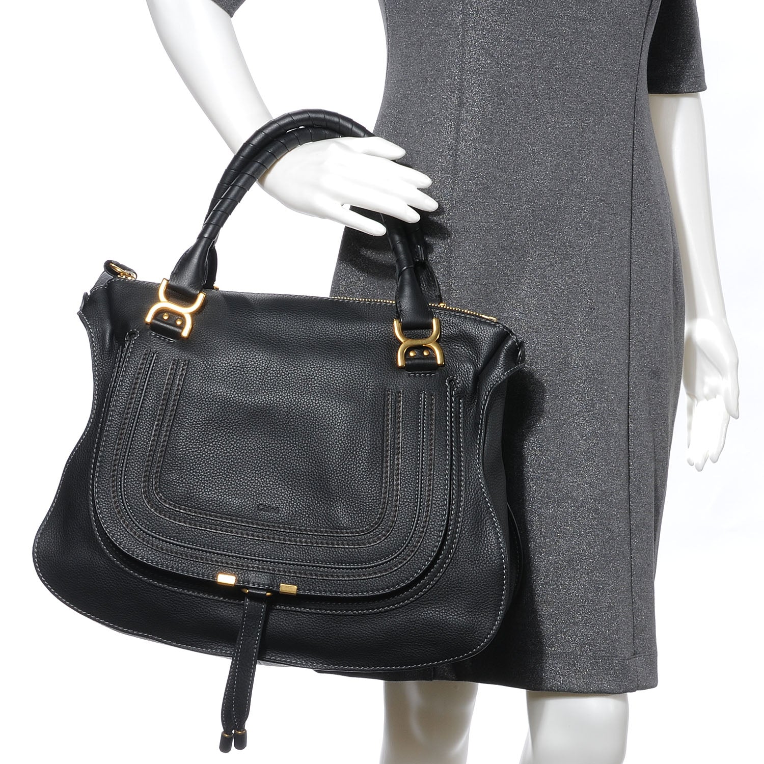 Chloe Leather Large Marcie Satchel Black 2 of 7