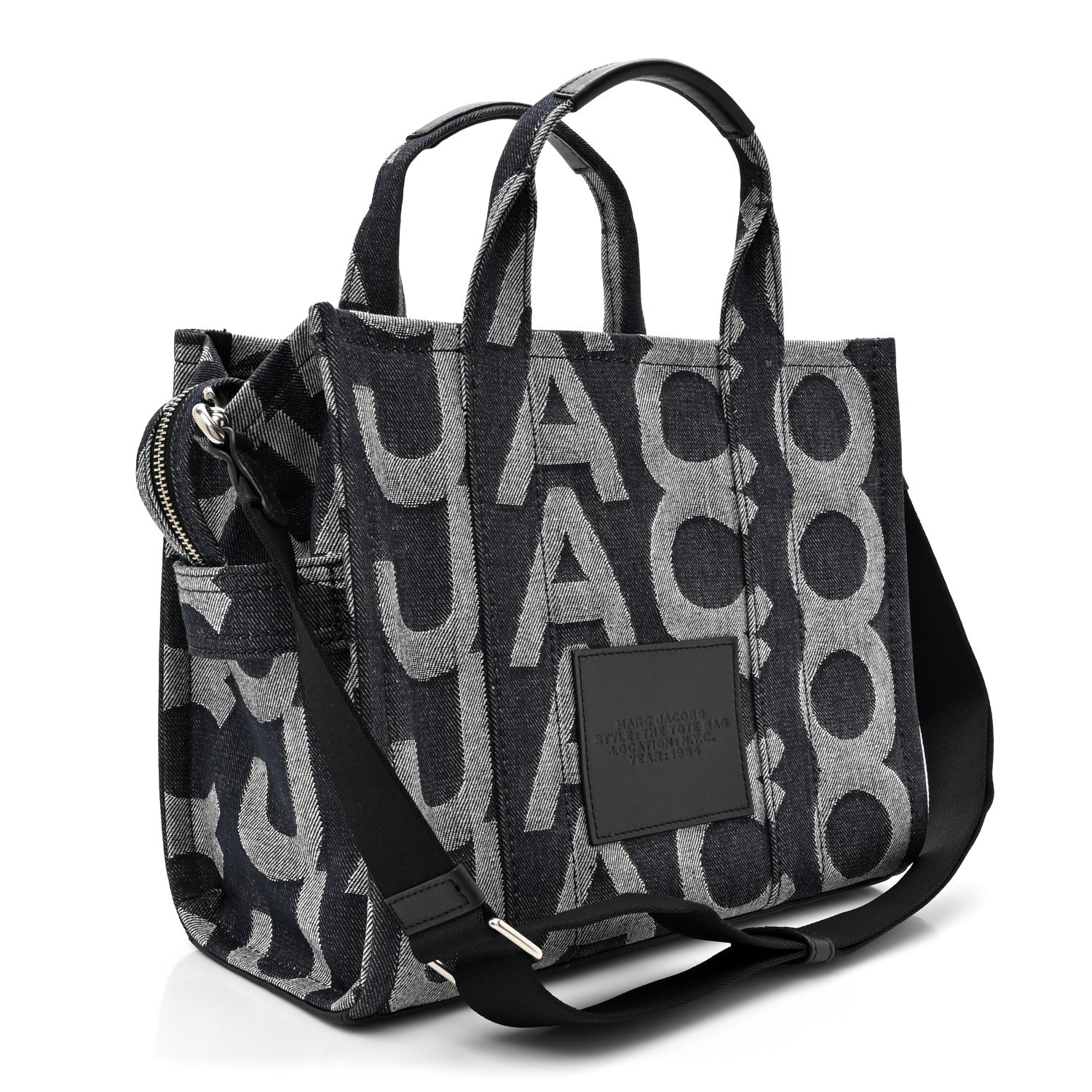 Marc Jacobs Denim Jacquard Medium The Monogram Tote Bag Denim Blue 3 of 10