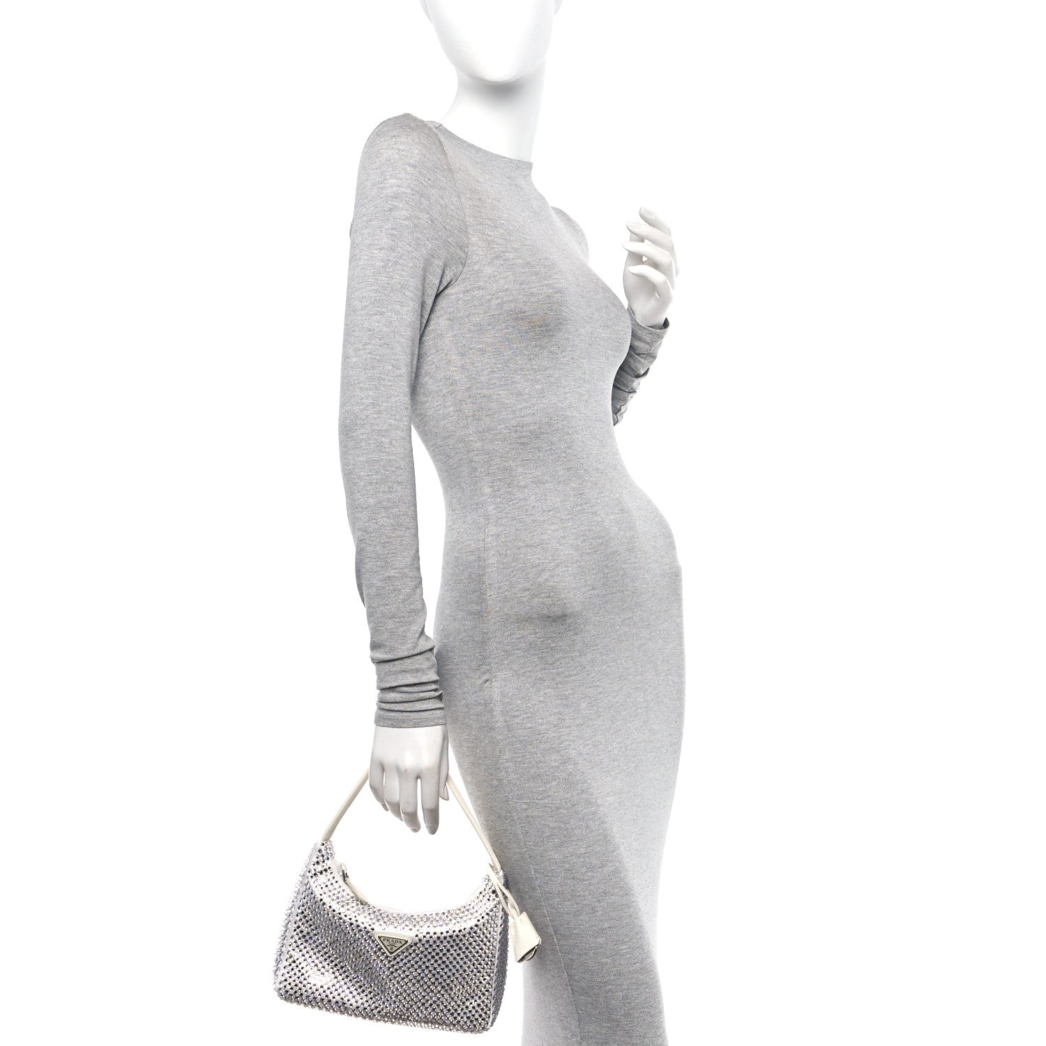 Prada Satin Crystal Mini Re-Edition 2000 Bag White 2 of 9
