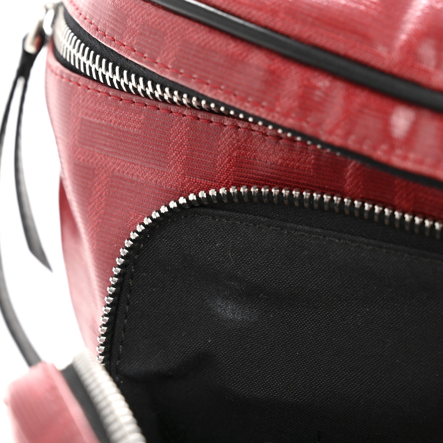 Fendi Glazed Fabric Vitello Century FF 1974 Stamp Patch Pocket Belt Bag Rosso 11 of 13