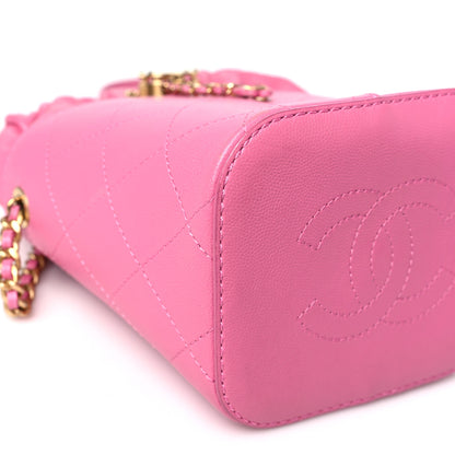 Chanel Calfskin Small CC Chain Bucket Drawstring Bag Pink 9 of 11