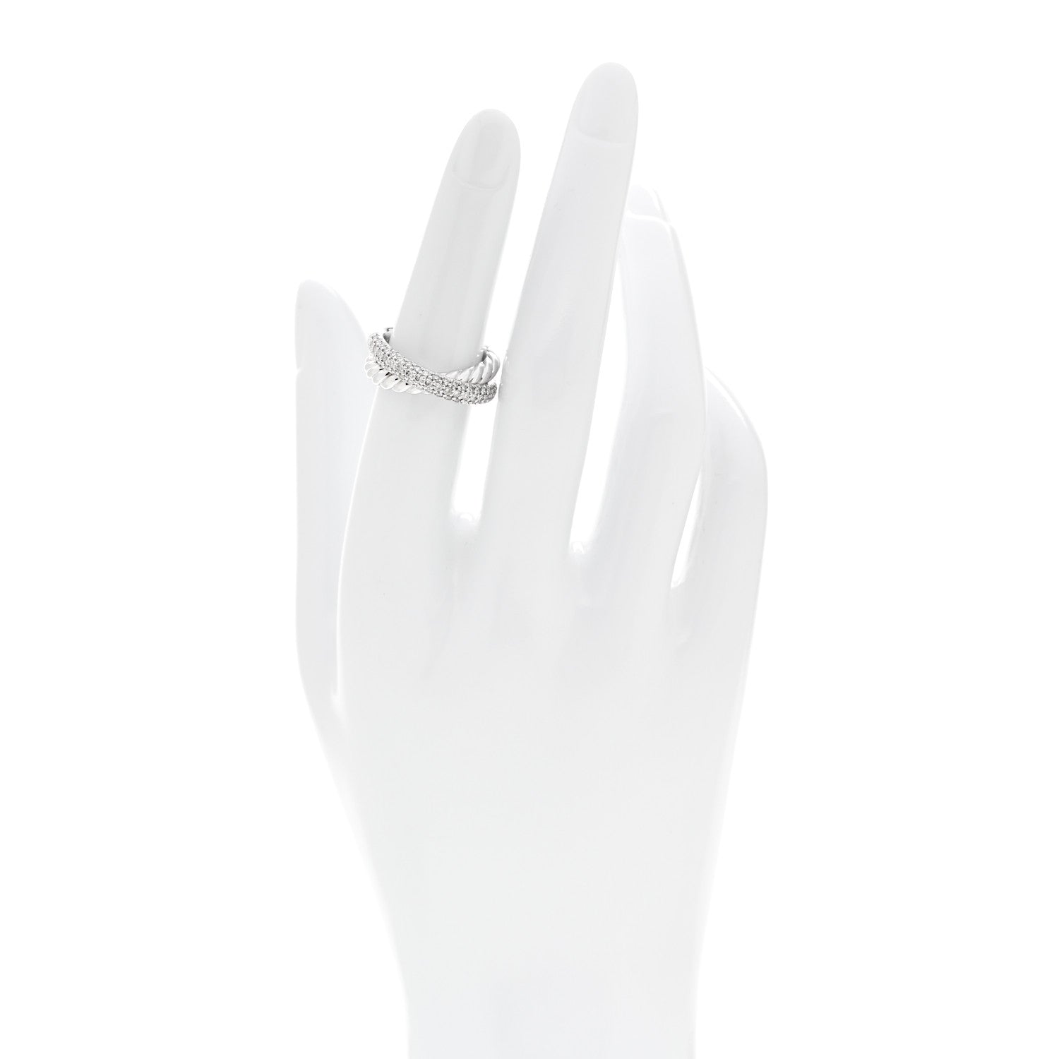 David Yurman Sterling Silver Diamond 7.4mm Crossover Two Row Ring 50 5.25 2 of 4