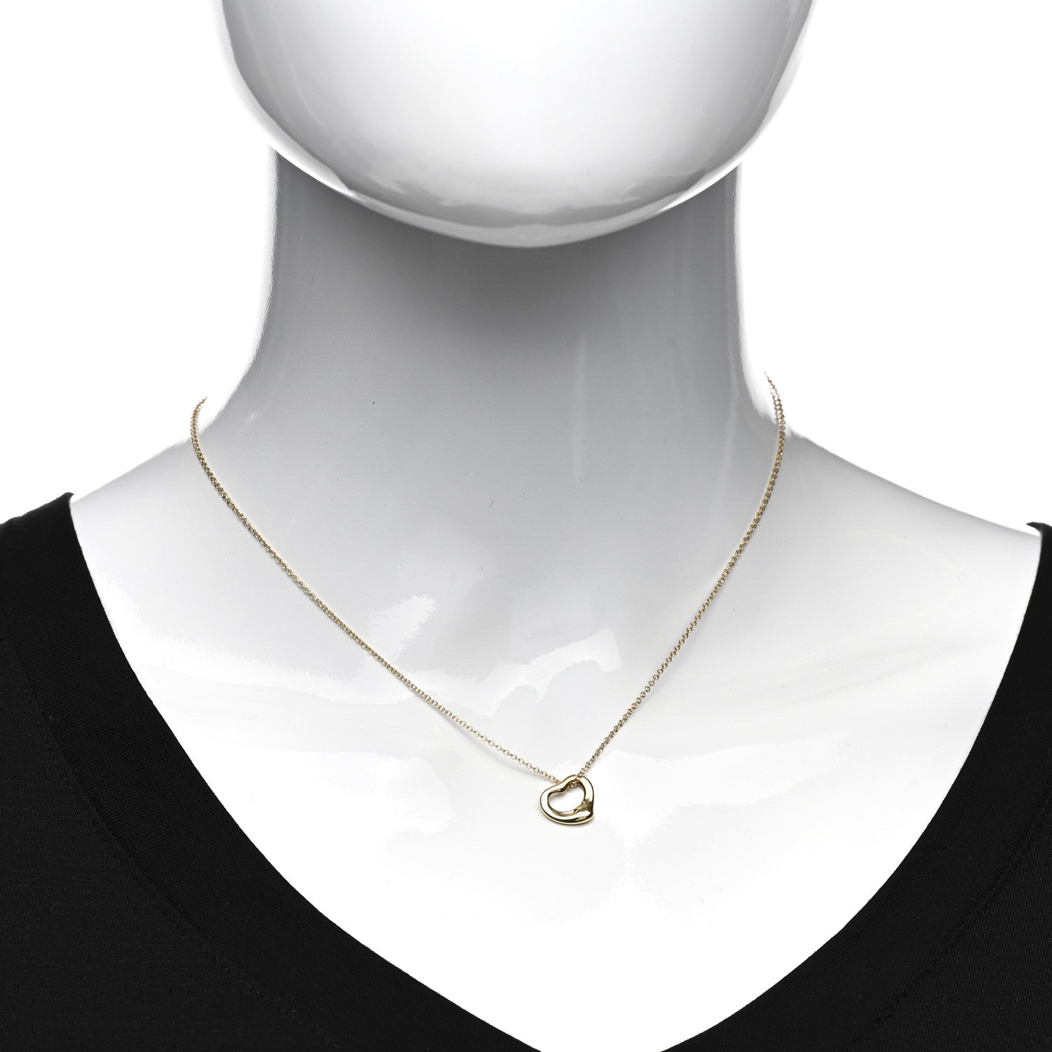 Tiffany 18K Yellow Gold 11mm Elsa Peretti Open Heart Pendant Necklace 2 of 4