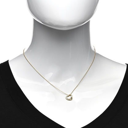 Tiffany 18K Yellow Gold 11mm Elsa Peretti Open Heart Pendant Necklace 2 of 4