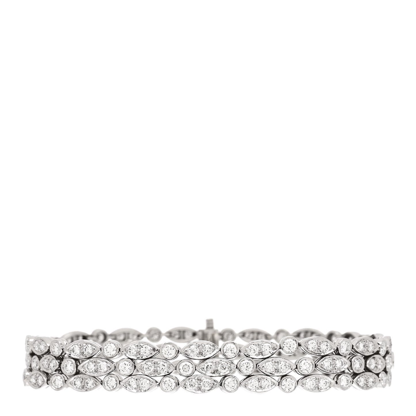 Platinum Diamond Jazz Three Row Tennis Bracelet