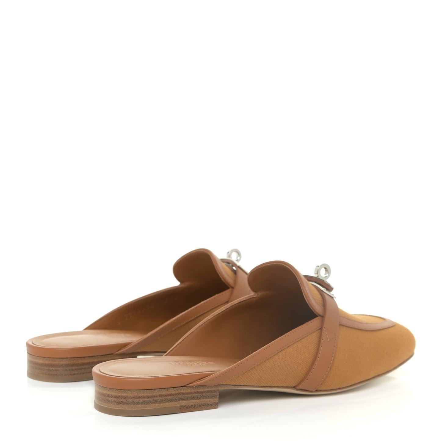 Cotton Canvas Calfskin Oz Mules 37 Naturel Beige Dore