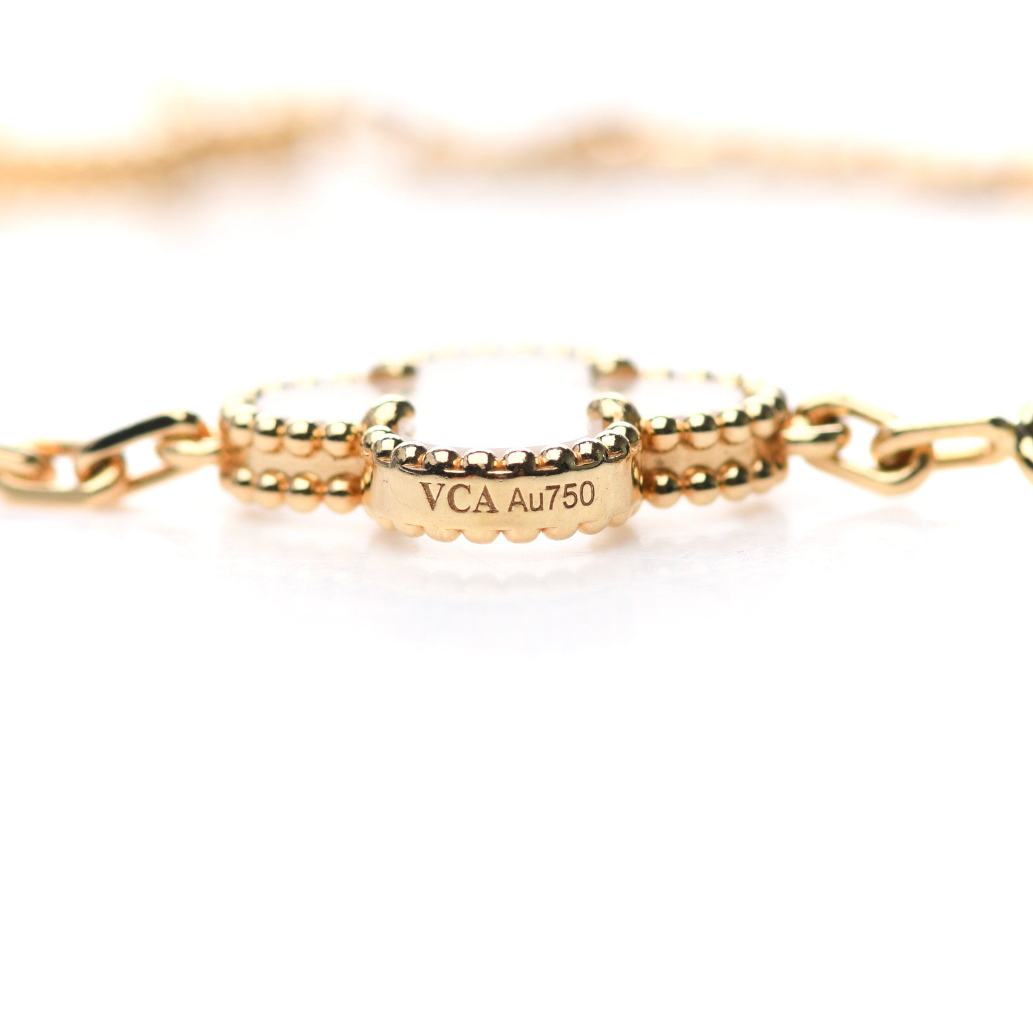 Van Cleef & Arpels 18K Yellow Gold Rock Crystal 5 Motifs Vintage Alhambra Bracelet 4 of 6