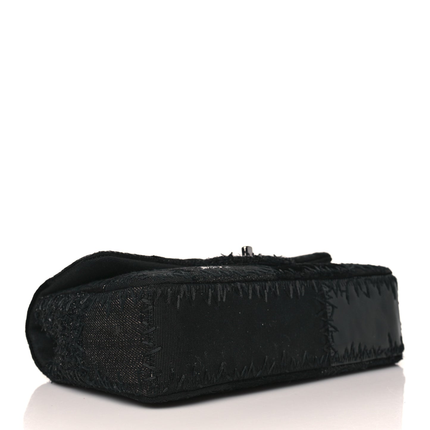 Tweed Patchwork Medium Single Flap Black