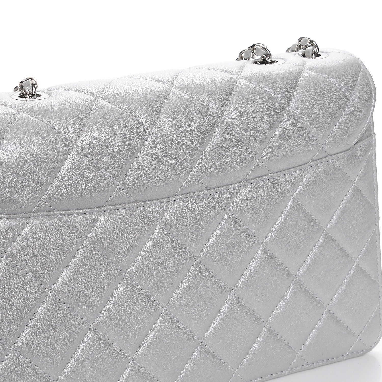 Chanel Metallic Sheepskin Quilted Beauty Lock Flap Silver 8 of 11