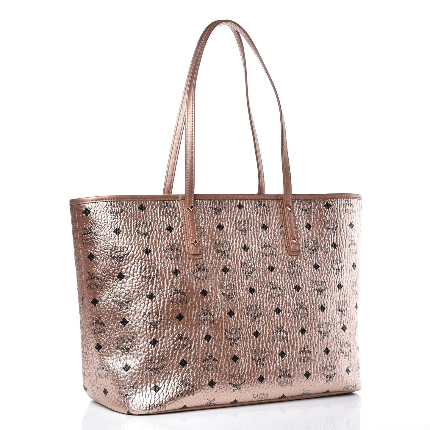 Metallic Visetos Medium Shopper Tote Champagne Gold
