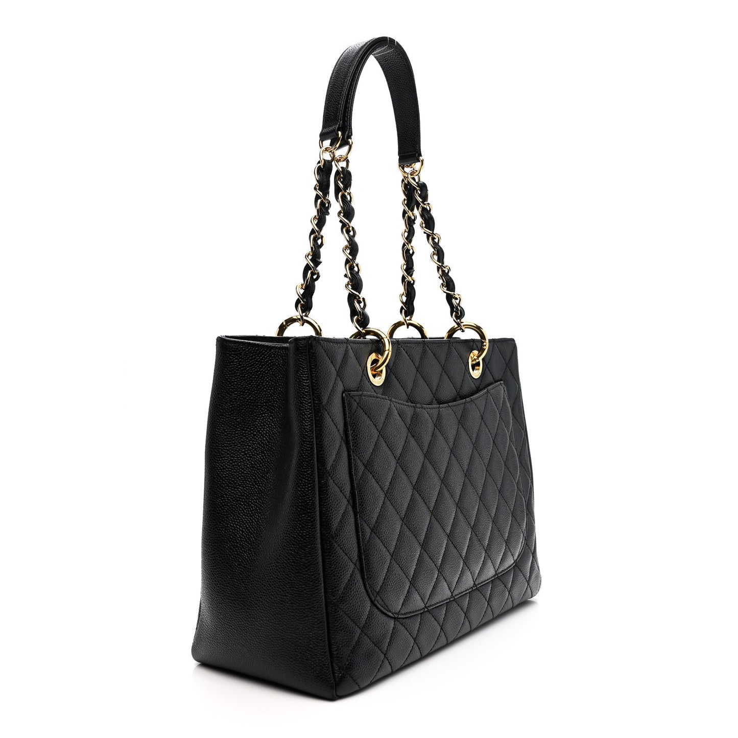 Caviar Quilted Grand Shopping Tote GST Black