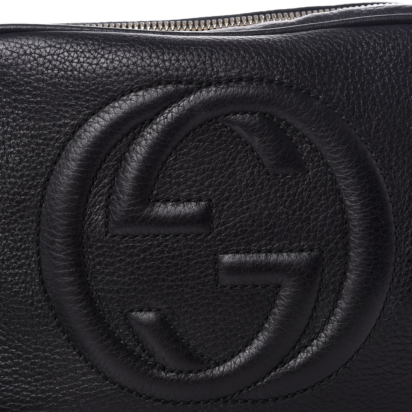 Pebbled Calfskin Small Soho Disco Bag Black