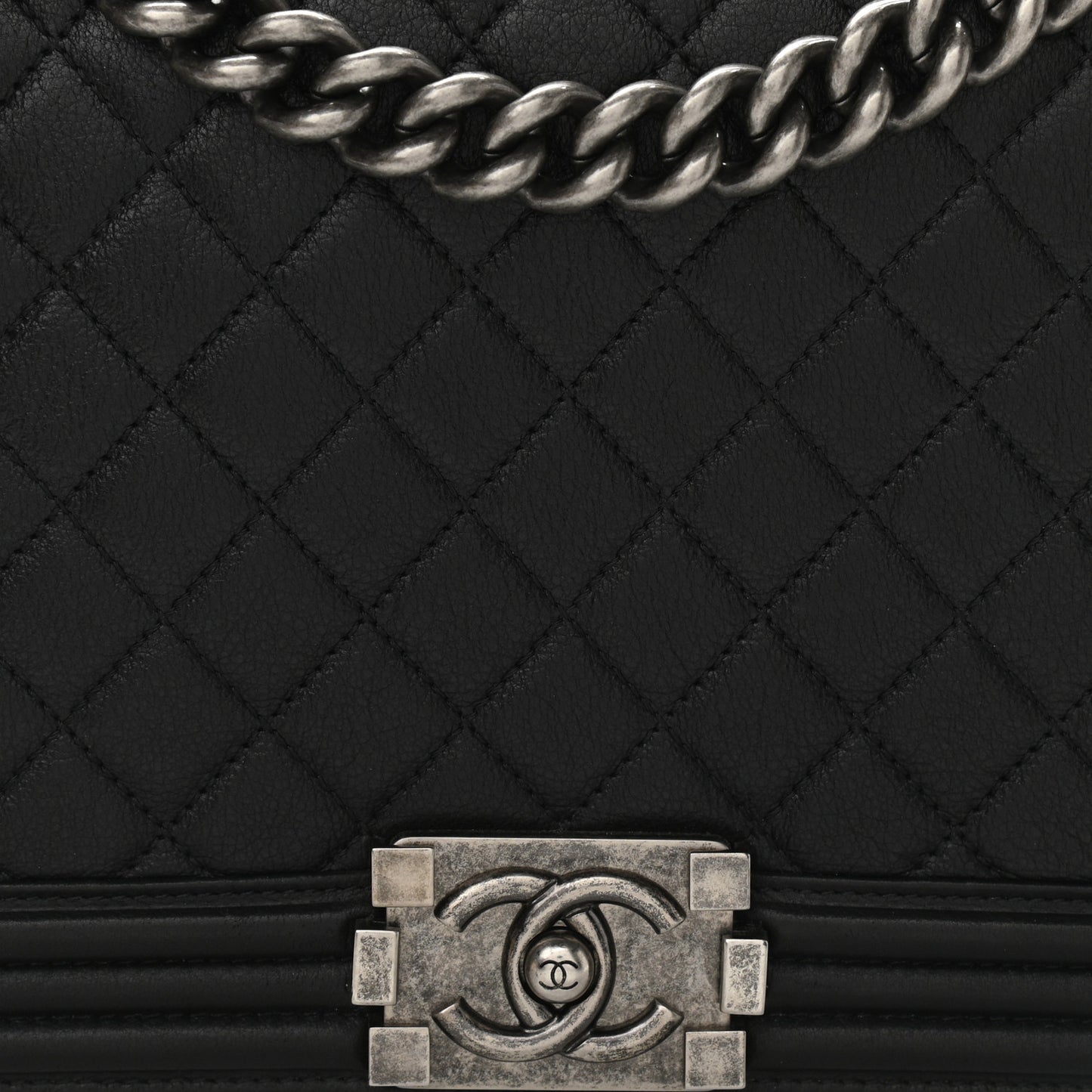 Calfskin Quilted New Medium Boy Flap Black