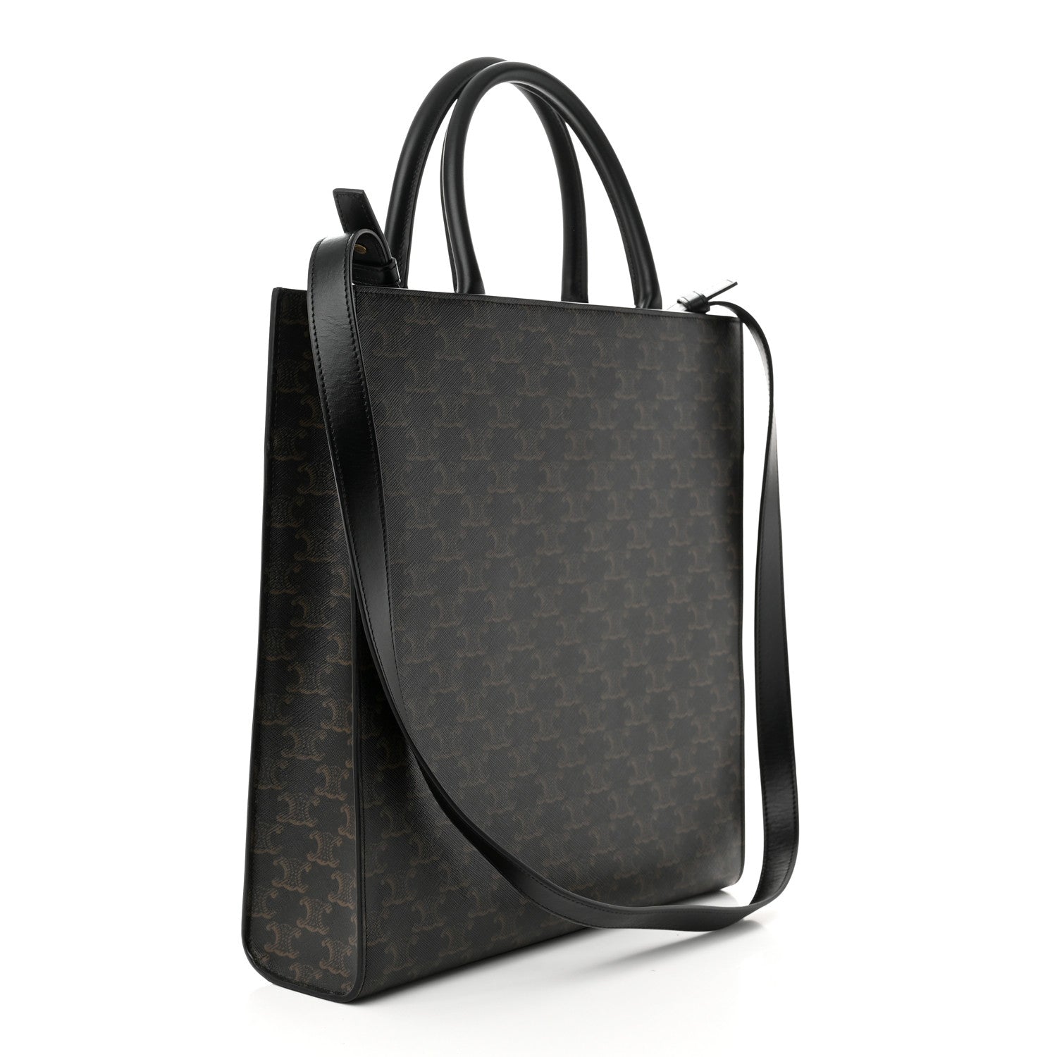Celine Triomphe Canvas Calfskin Medium Vertical Cabas Black 3 of 8