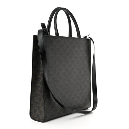 Celine Triomphe Canvas Calfskin Medium Vertical Cabas Black 3 of 8