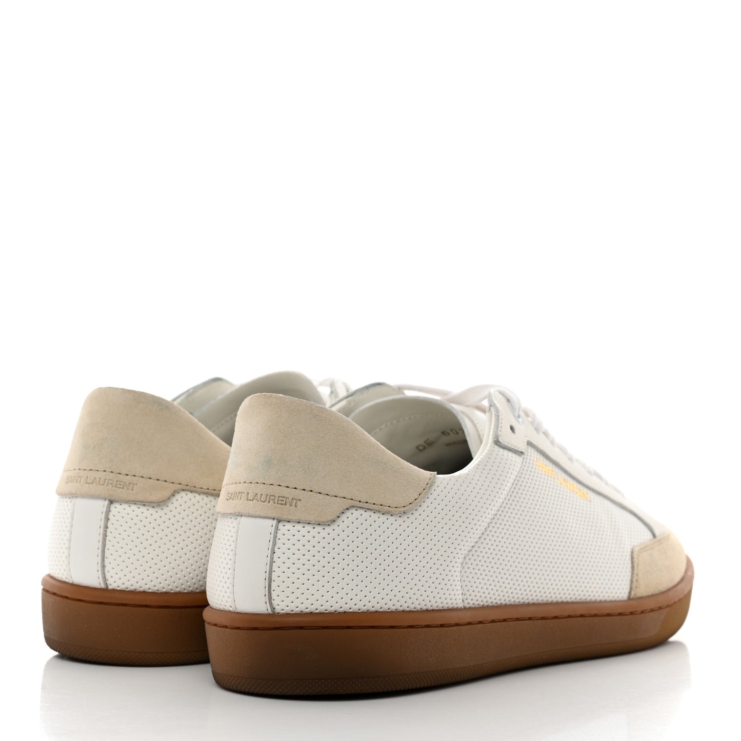 Calfskin Perforated Suede SL10 Court Classic Low Top Sneakers 41 White