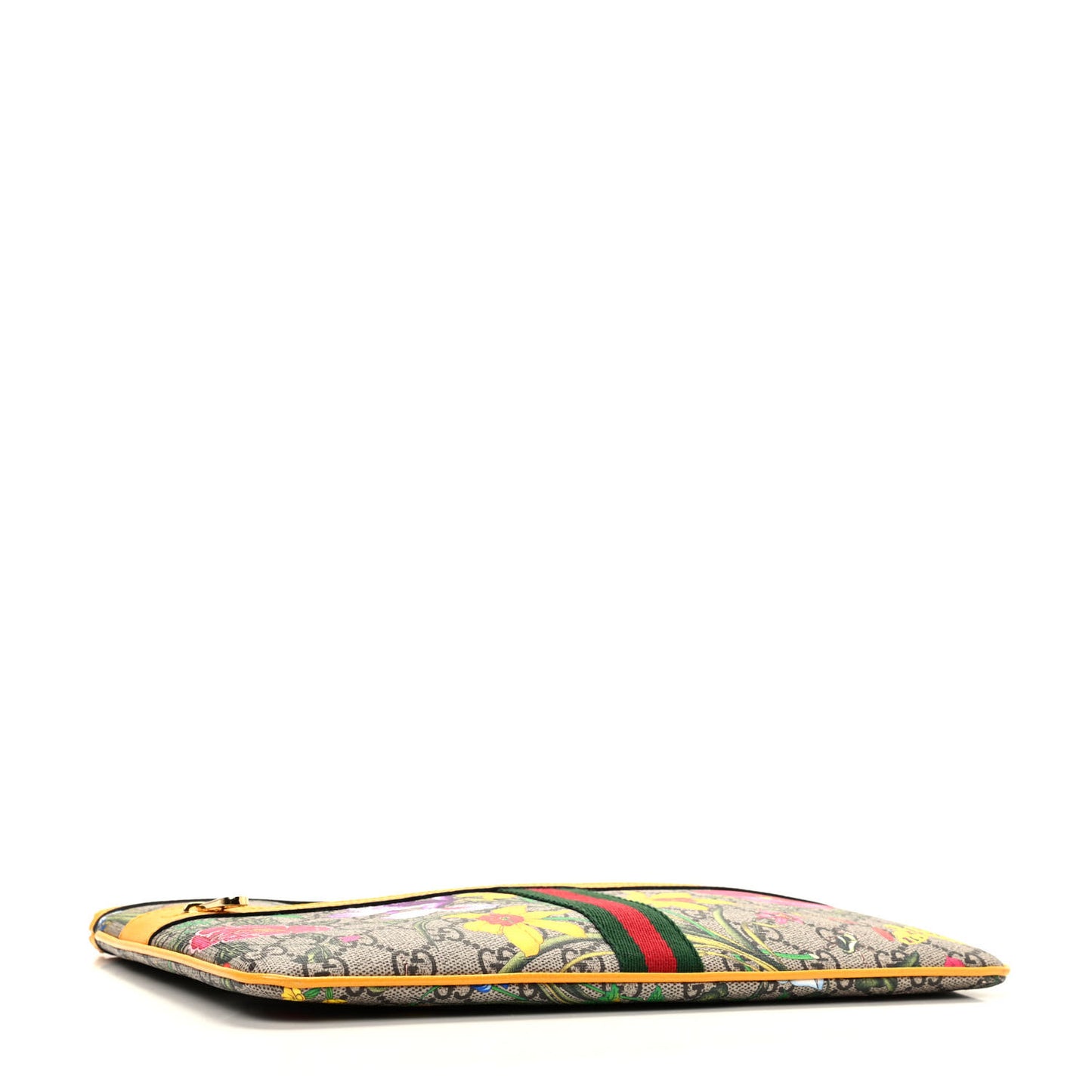 GG Supreme Monogram Flora Large Ophidia Pouch Clutch Beige Multicolor Crop